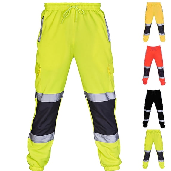 Reflective Safety Work Pants for Men High Visibility Waterproof Cargo Pants Joggers Rain Road Casual Pant with Pockets