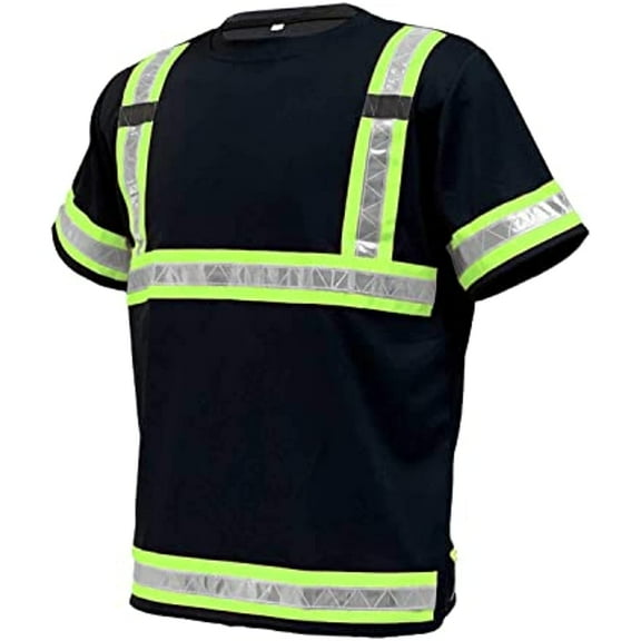 Reflective Safety Work Shirts for Men - ANSI Class 3 Gear, Short Sleeve T-Shirts. Perfect for Workwear and Protective Clothing