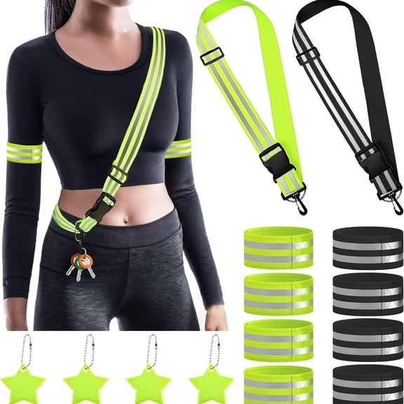 Reflective Sash Running Gear High Visibility Safety Reflective Jacket Adjustable Sash for Walking Cycling at Night