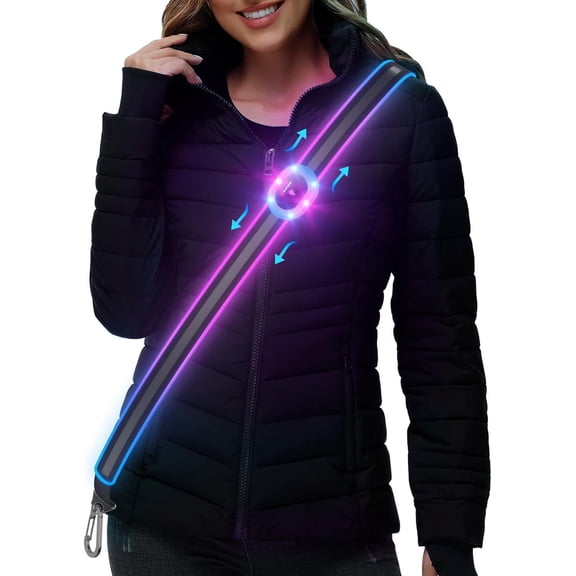 Reflective Sash for Walking at Night, Led Reflective Running Belt for Women & Men, Rechargeable High Visibility Safety Reflective Gear, Adjustable Light Reflector Vest Wear for Cycling Jogging