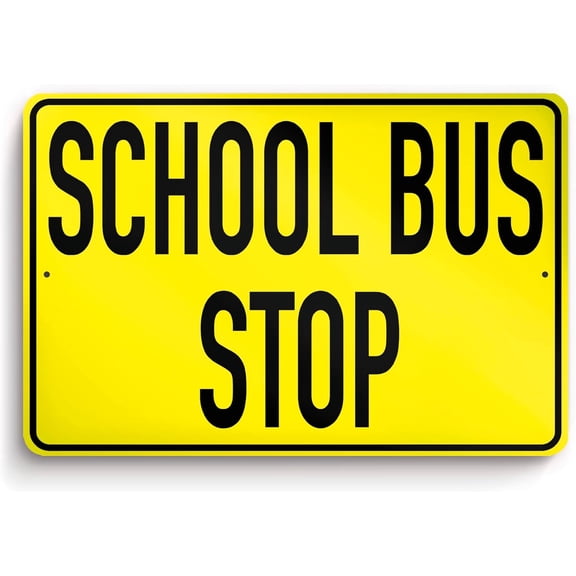 Reflective School Bus Stop Aluminum Sign 8x12 Inch Weatherproof UV Protected