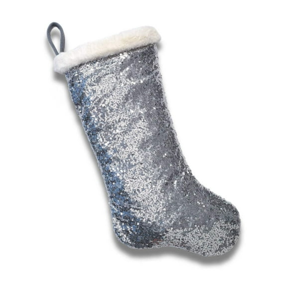 Reflective Silver Sequin Stocking