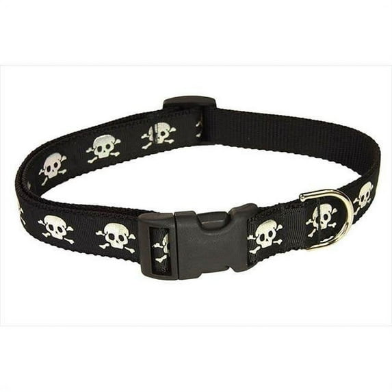 Reflective Skull Dog Collar, Black - Medium