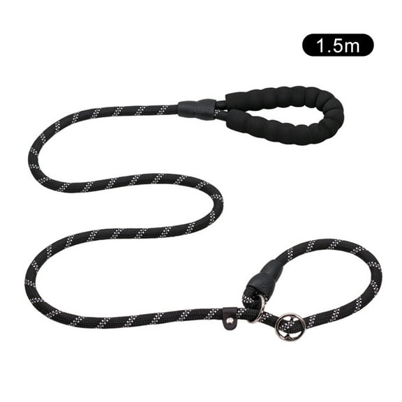 Reflective Slip Lead Dog Leash for Medium Large Dogs Training and Walking, 5ft Climbing Rope Leash for Dogs, Black