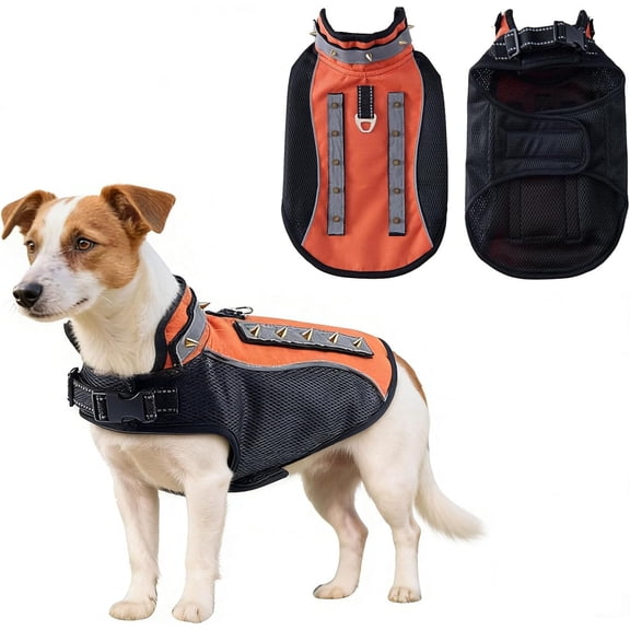 Reflective Small Dog Harness Vest Removable Spikes Anti Predator Protection Breathable
