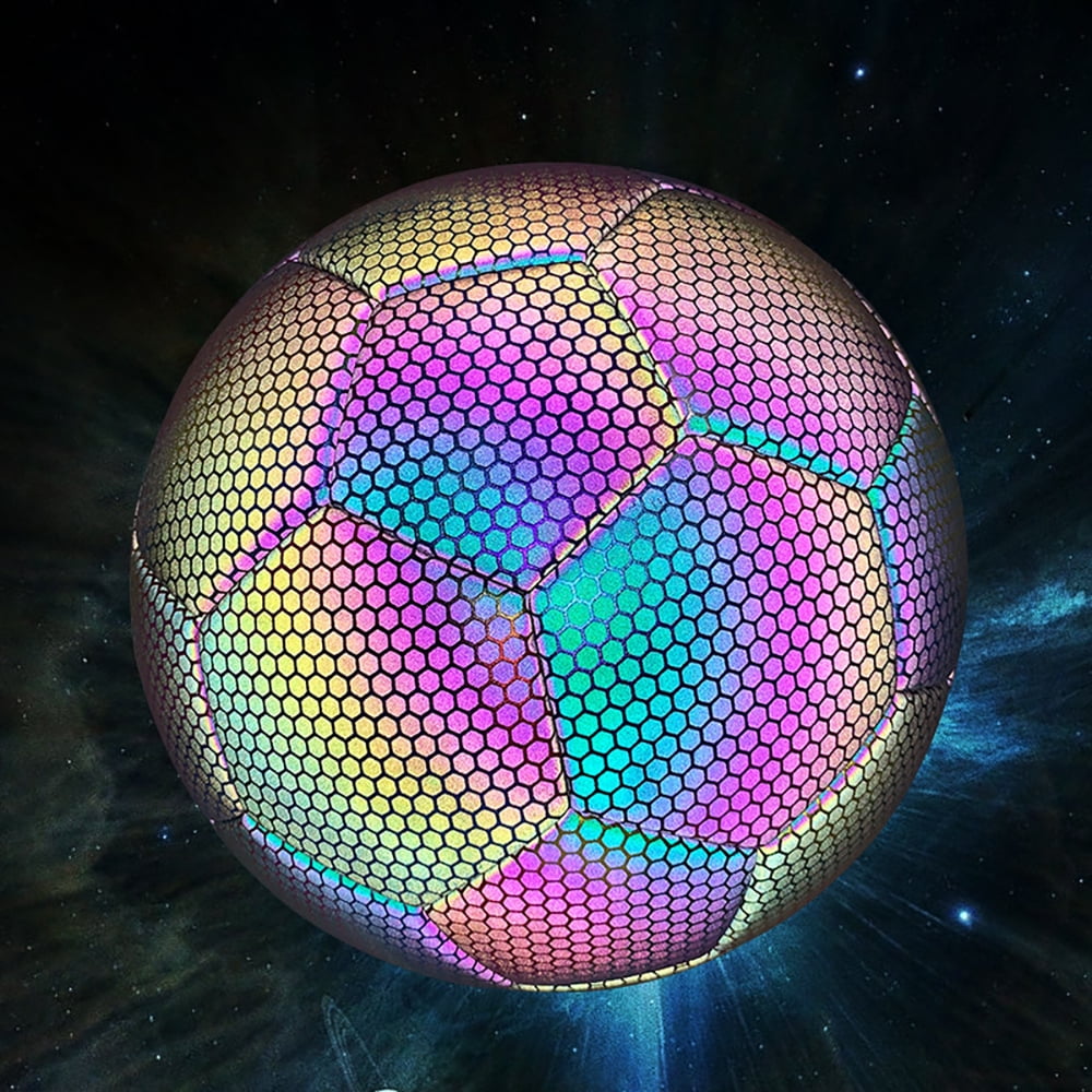 Reflective Soccer Holographic Luminous Soccer Ball, Glowing in The Dark