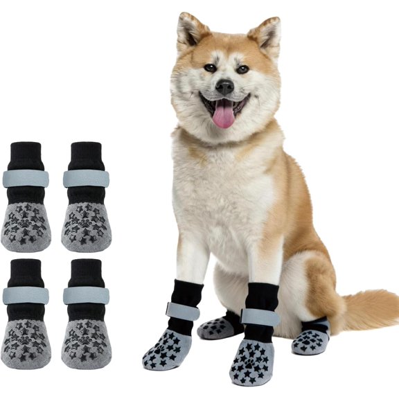 Reflective Socks Grippy Socks Licking Paws,Anti Slip Paw Protection, for Hardwood Floors & Hot & Cold Pavement, Small Medium Large & Senior Dogs