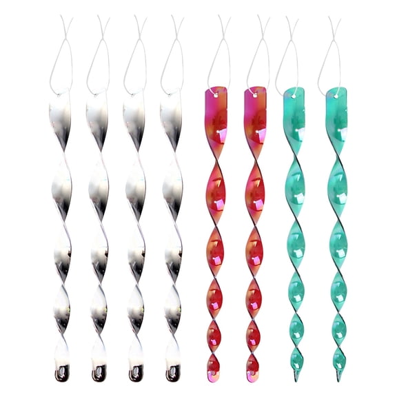 Reflective Spiral Bird Repellent Rods Outdoor Hanging Deterrent for Garden Orchard Balcony Fruit Tree Crop Protection 12 Pack