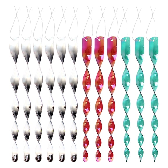 Reflective Spiral Bird Repellent Rods Outdoor Hanging Deterrent for Garden Orchard Balcony Fruit Tree Crop Protection 12 Pack