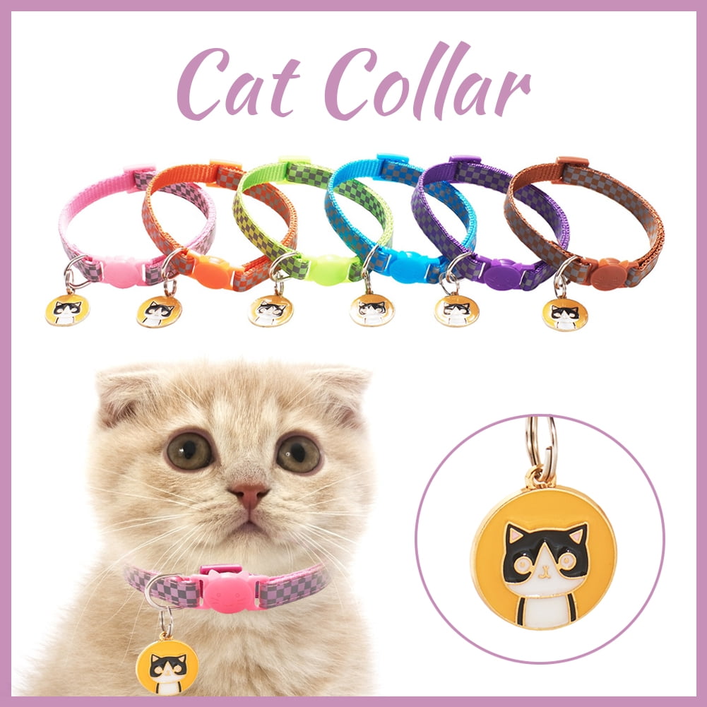 Reflective Split Cat Collar With Bell Safety Buckle Dog Collar With