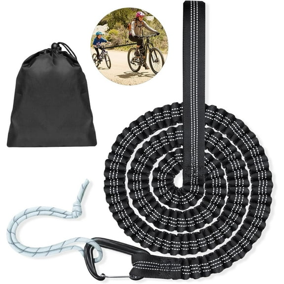 Reflective Strips Mountain Bike Tow Rope, Elastic Cord Ensures Comfortable Traction, Perfect for Snowmobiling and Stand-Up Paddleboarding (High Strength)