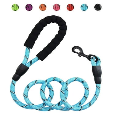 Reflective Strong Rope Dog Leash with Comfortable Padded Handle Heavy Duty Metal Clasp for Dogs for Pets (5 FT)BLUE