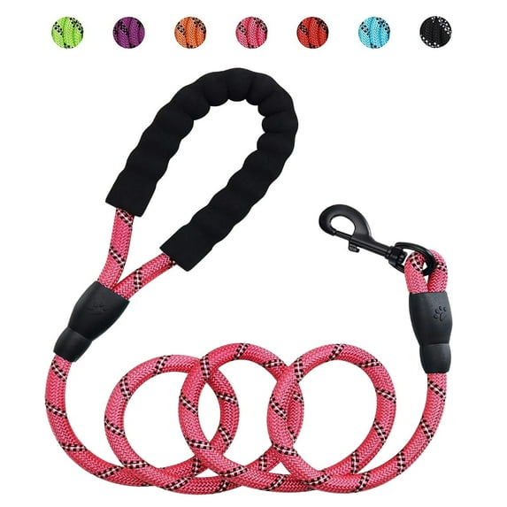 Reflective Strong Rope Dog Leash with Comfortable Padded Handle Heavy Duty Metal Clasp for Dogs for Pets (5 FT)PINK