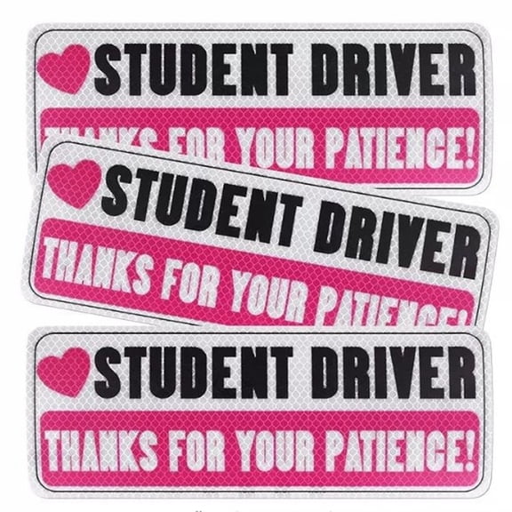 Reflective Student Driver Car Sticker, 360° Grade Reflective Safety Warning Decal, Removable Rear Bumper Sign for New Drivers