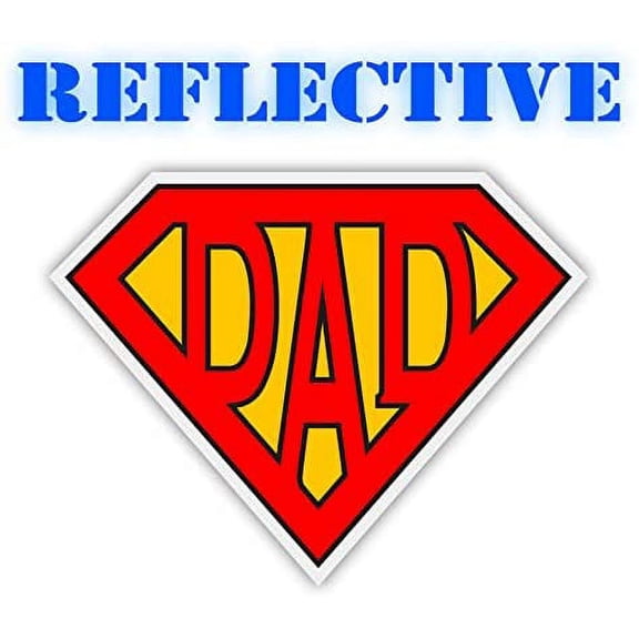 Reflective Super Hero Dad | Super Hero Inspired Super Dad 3M | Laptop Cell Phone Sticker | Locker Tumbler Decal | (Small (2" x 1.5"))