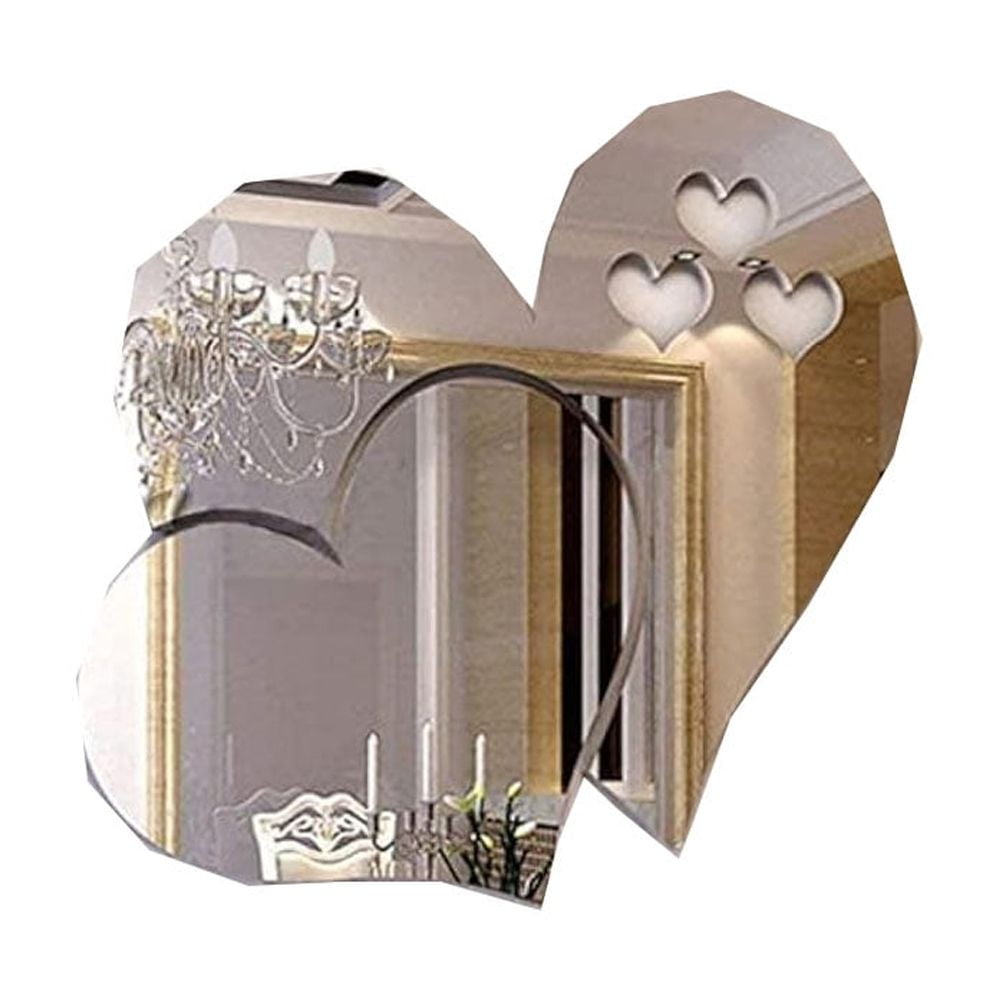 Reflective Surface 3D Acrylic Mirror, DIY Wall Art Decorative Mirror Design for Home Living Room Bedroom Decor, Smooth Surfaces Application Ensures Easy Stick & Peel (Silver)
