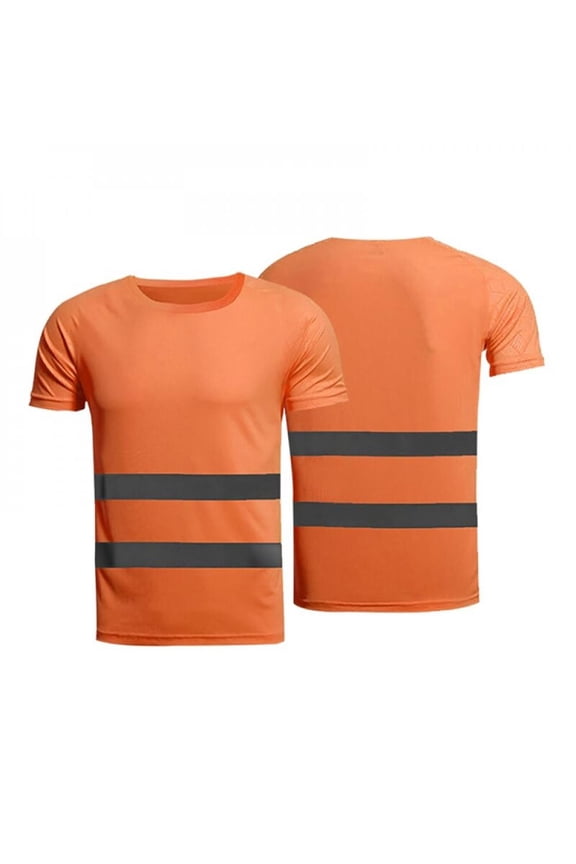 Reflective T-shirt Fluorescent Yellow Orange High Visibility Safety Work Running Shirt Summer Breathable Work Shirt Summer NEWWAY