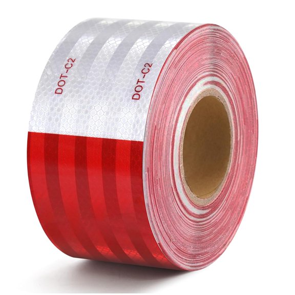 Reflective Tape 3 Inch x 100 Feet Red White Outdoor Waterproof Conspicuity Strong Adhesive Reflector Tape Warning Safety Reflective Tape for Vehicles Trailers Boats Signs (3 in)