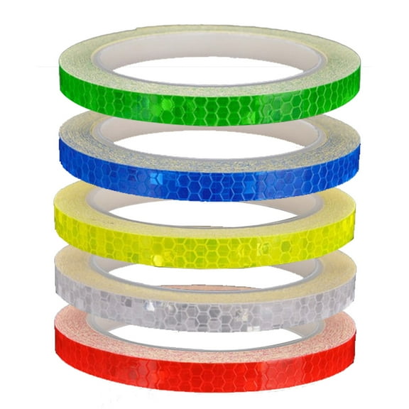 Reflective Tape Outdoor Safety Warning Lighting Sticker Waterproof Bike Reflector Tape for Car, Bicycle, Motorcycle Rim Self-Adhesive DIY Decoration 5 Colors