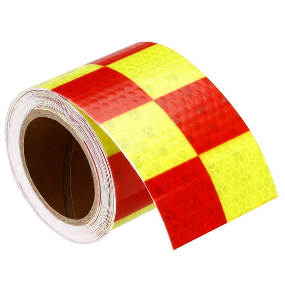 Reflective Tape, Waterproof Adhesive High Visibility Caution Warning Safety Tape Reflector for Trucks Cars Fluorescent Yellow/Red