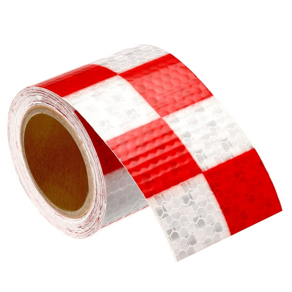Reflective Tape, Waterproof Adhesive High Visibility Caution Warning Safety Tape Reflector for Trucks Cars Red White