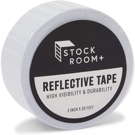 Stockroom Plus Reflective Tape for Stairs - 2 in x 30 ft Roll, White - High Visibility Anti-Slip Reflective Tape for Outdoor Stairs & Walkways with Flexible Adhesive for Trailers, Bikes & Signs
