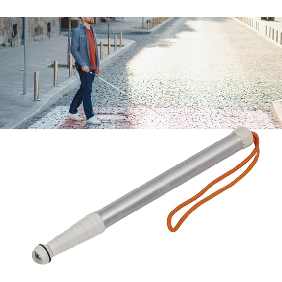 Reflective Telescopic Blind Walking Stick, Blind Cane Folding, Shockproof Design Lightweight Metal Material Stretched Ideal for Visually Impaired People Storage Bag