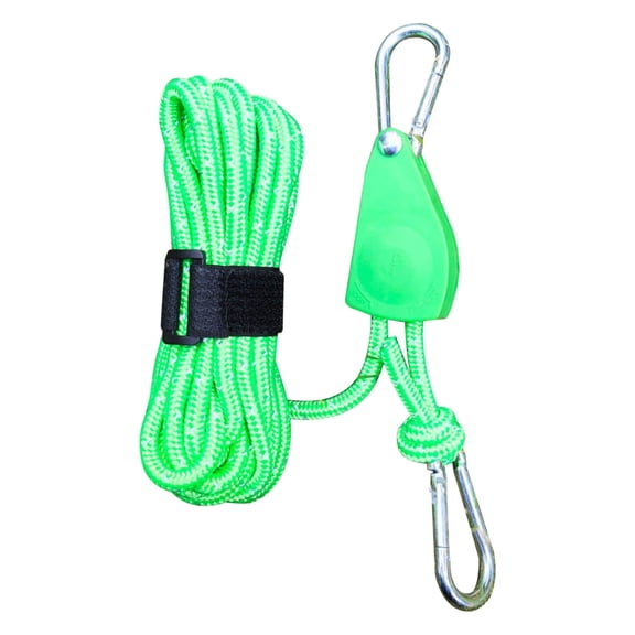 Reflective Tent Guyline Rope 6mm x 16.4ft - Outdoor Camping Tarp Cord with Metal Pulley Ratchet | Adjustable Nylon Rope for Canopy, Umbrella, Hiking, Night Visibility | Easy Setup | 1 Pack