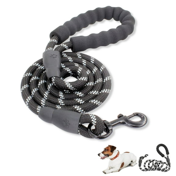 Reflective Threads Dog Leashes - Comfortable Padded Handle, Adjustable Nylon Leashes for All Dogs Outside Training, Walking, Playing, Camping, or Yard