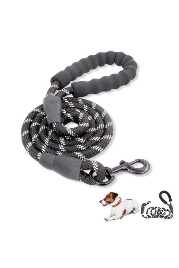 Reflective Threads Dog Leashes - Comfortable Padded Handle, Adjustable Nylon Leashes for All Dogs Outside Training, Walking, Playing, Camping, or Yard
