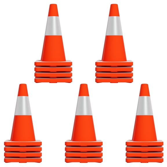 Reflective Traffic Cone, Heavy Duty Base, Stackable Design, PVC Traffic Cone, Orange Warning Cone, Driving Training, Road Work, Event Site(20 Pack)