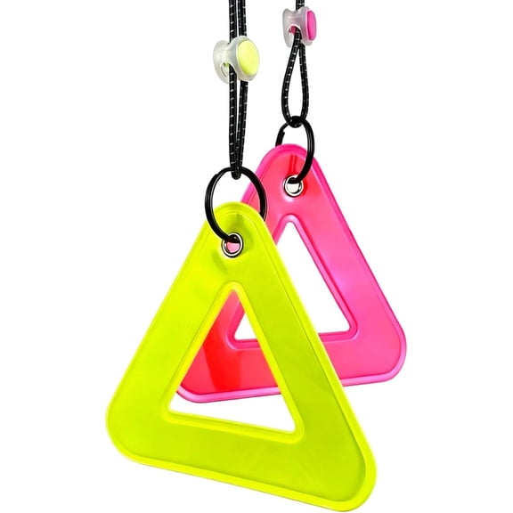 Reflective Triangle Pendant, and Yellow, 2 Pack | For Bicycles and Backpacks, Safety Light Reflector