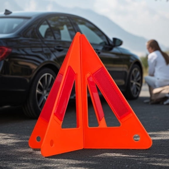 Reflective Triangle Warning Sign, Emergency Roadside Safety Kit, Windproof Foldable Car Breakdown Alert for Vehicle