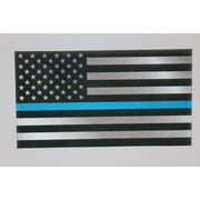 Reflective US Flag Decal with Thin Blue Line for Cars & Trucks, 5.5 x 3 inch American USA Flag Decal Sticker Honoring Police Law Enforcement 3M Vinyl Window Bumper Tape 1 Pack