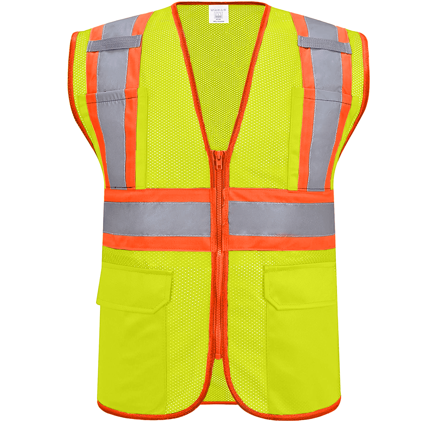Reflective Vest Class 2 Safety Vests ANSI with 4 Pockets Zipper High