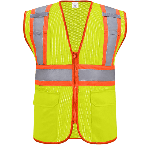 Reflective Vest Class 2 Safety Vests ANSI with 4 Pockets Zipper High