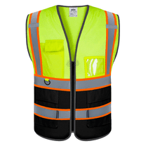 Reflective Vest Class 2 Safety Vests ANSI with 5 Pockets Zipper High Visibility Construction Uniform