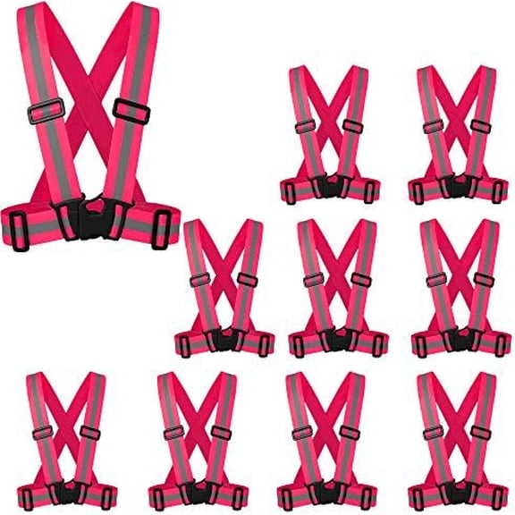 Reflective Vest | Lightweight, Adjustable & Elastic | Safety & High Visibility for Running, Jogging, Walking,Cycling | Fits Outdoor Clothing (Neon Pink)