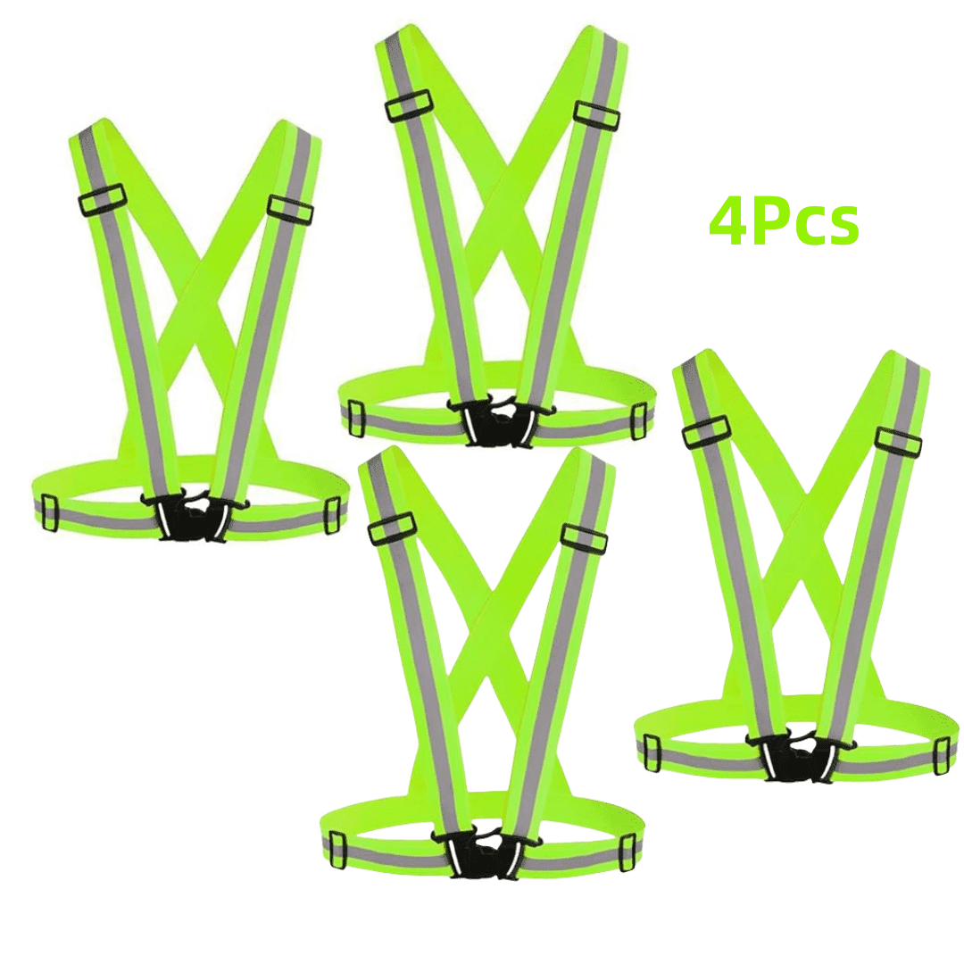 Juxing-shop Reflective Vest Running Gear 4 Pack, High Visibility Adjustable Safety Vest
