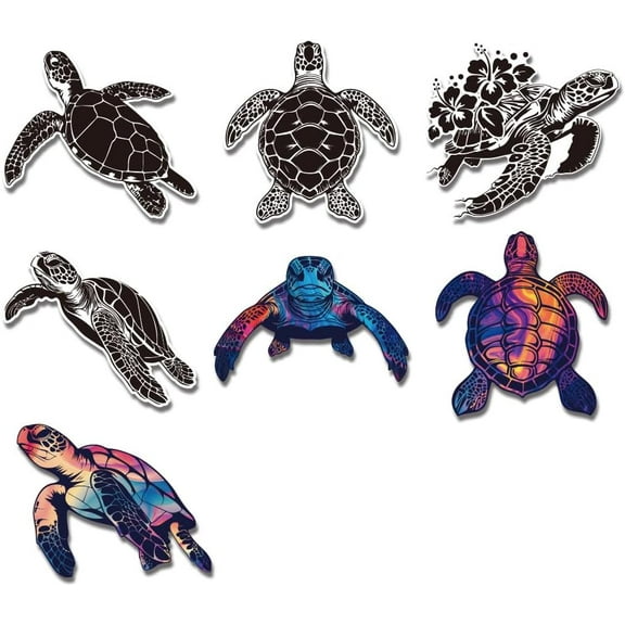 Reflective Vinyl Car Stickers Waterproof Decals for Vehicle Decoration Turtle 148x155mm 7pcs/set