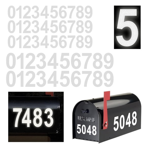 Reflective Vinyl Mailbox Number Decals - Waterproof, Self-Adhesive, Classic Style (3" & 4")