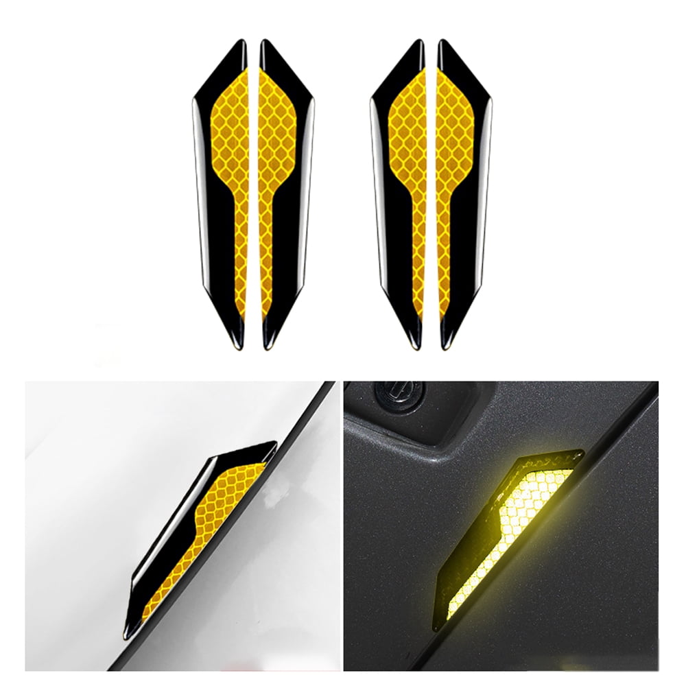Reflective Warning Stickers Real Carbon Fiber Strips Car Side Door Edge ...