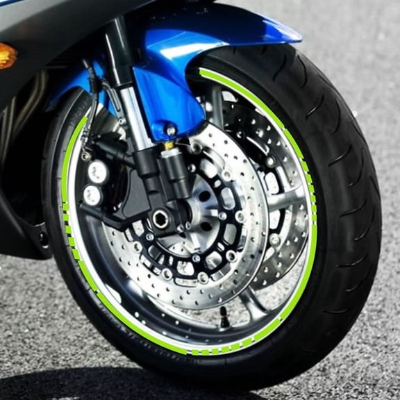 Reflective Wheel Rim Decals for 18 in Rims Waterproof Vibrant Motorcycle and Car Hub Stripe Stickers Light Green