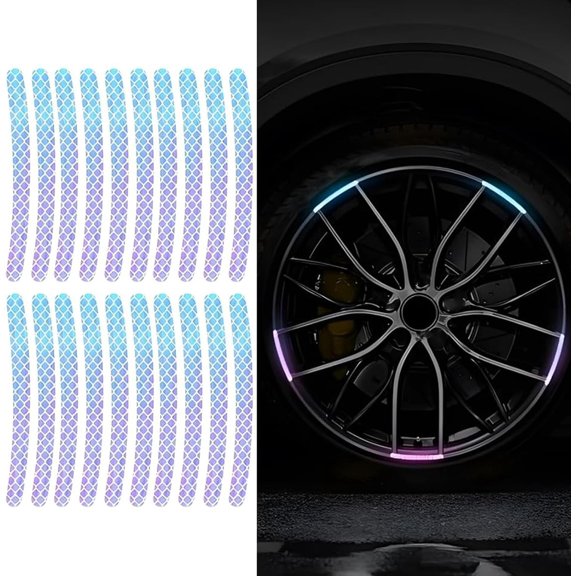 Reflective Wheel Rim Stickers for Car, Night Safety Warning Decals, 20PCS