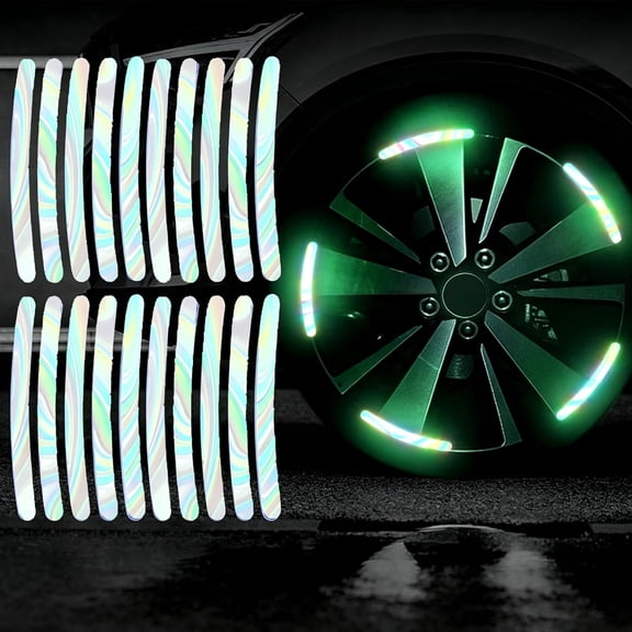 Reflective Wheel Rim Stripe Decals, 40Pcs Night Safety Reflective Stickers for Car Motorcycle Bike, Waterproof Universal Rim Decorative Tape(Q)