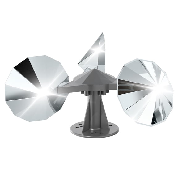 Reflective Wind Spinner Bird Deterrent Device, Double-Sided Mirrored Blades ABS Bird Repeller with Base, 360° Rotating Reflector for Roof, Patio, Garden & Boat