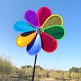 thumbnail image 1 of Reflective Windmill Pinwheel Decoration | 11.4 Inch Diameter | 28 Inch Height | Waterproof PVC Material | Outdoor Garden Patio Ornament | Bird Deterrent | Easy Assembly, 1 of 7