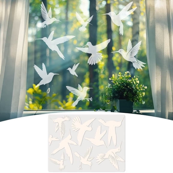 Reflective Window Bird Stickers,Uv Reflective Anti Collision Window Bird Stickers Decals Glass Door Protect And Save Bird Strikes,Window Decals for Bird Strikes,Glass Door Window Stickers(1 Sheet)