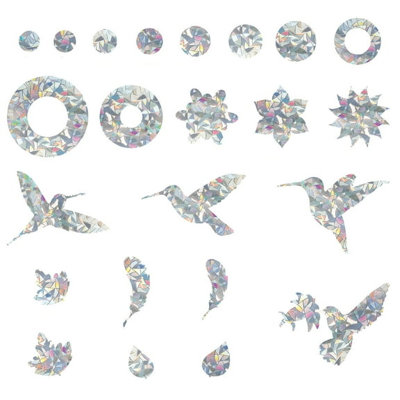 Reflective Window Film Hummingbird Collision Prevention PET Glass Cling Non Adhesive Static Adsorption Sticker 10 in x 12 in