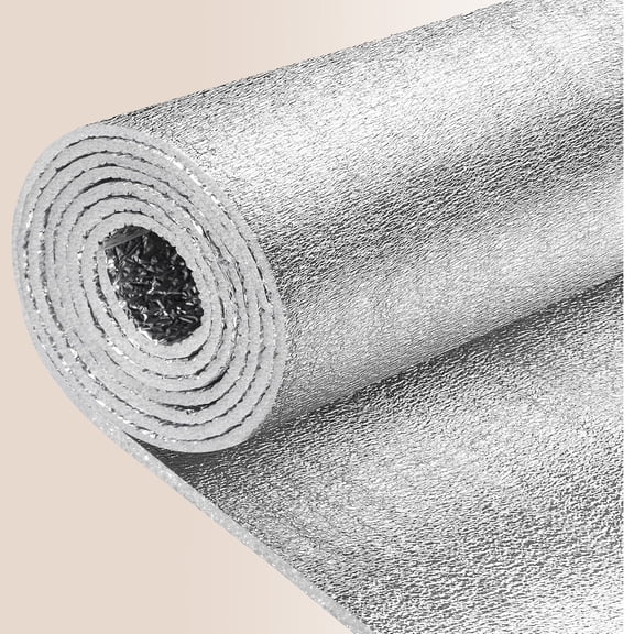 Reflective Window Film Insulation Roll, Foil Aluminum Roll Double-Sided Foam Core, Window Heat Blocker for RV/Skylight Windows - Rolled Package